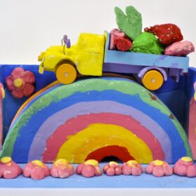 作品図録 - トラックが虹の色を取って、トラックを虹色にしている - Mizuki.K