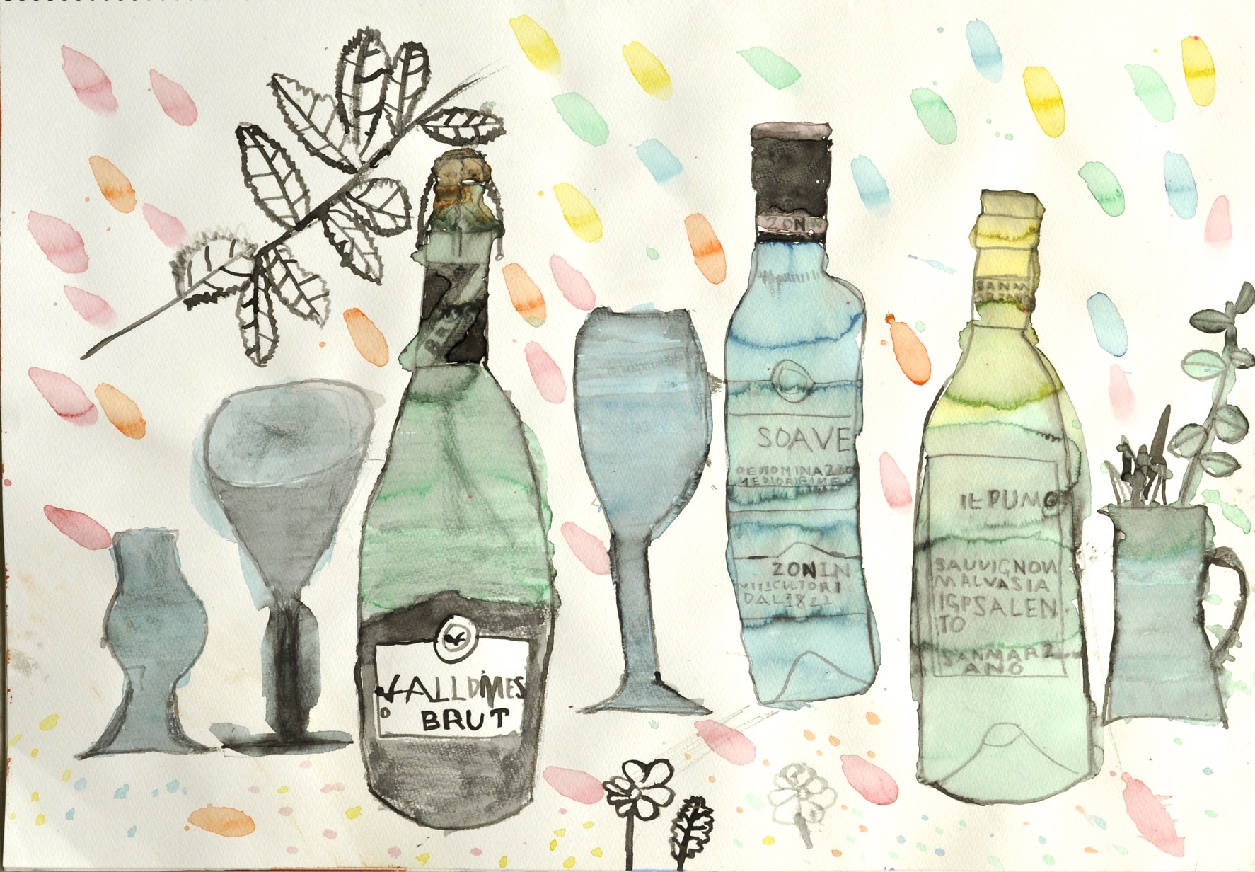 作品図録 - ワインの瓶とグラス - Sotaro.A