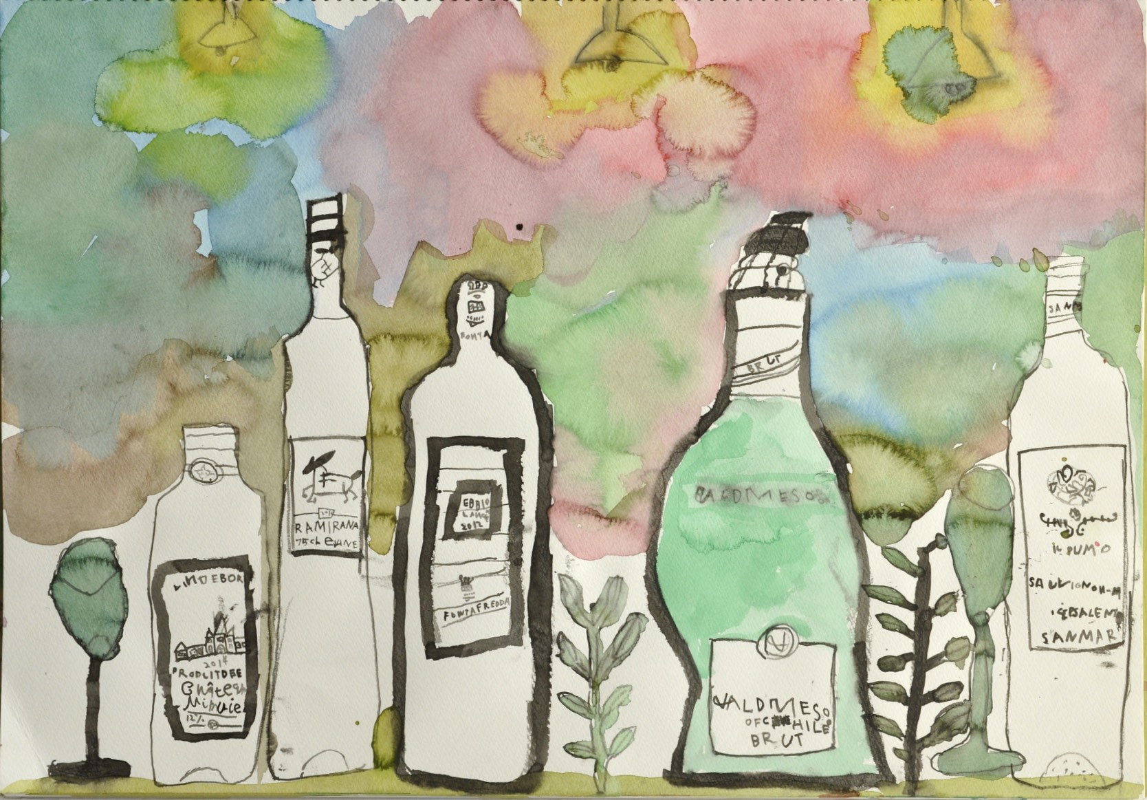 作品図録 - ワインの瓶とグラス - Genta.M