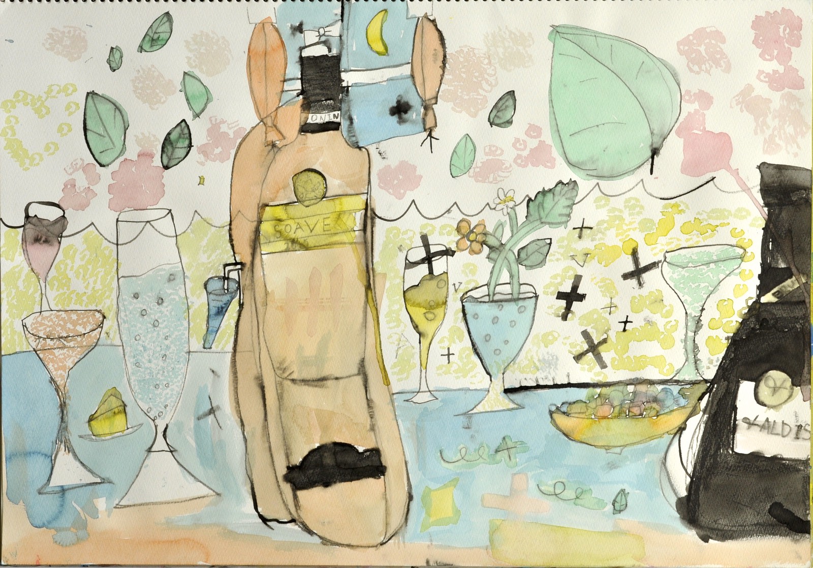 作品図録 - ワインの瓶とグラス - Yuzuka.I