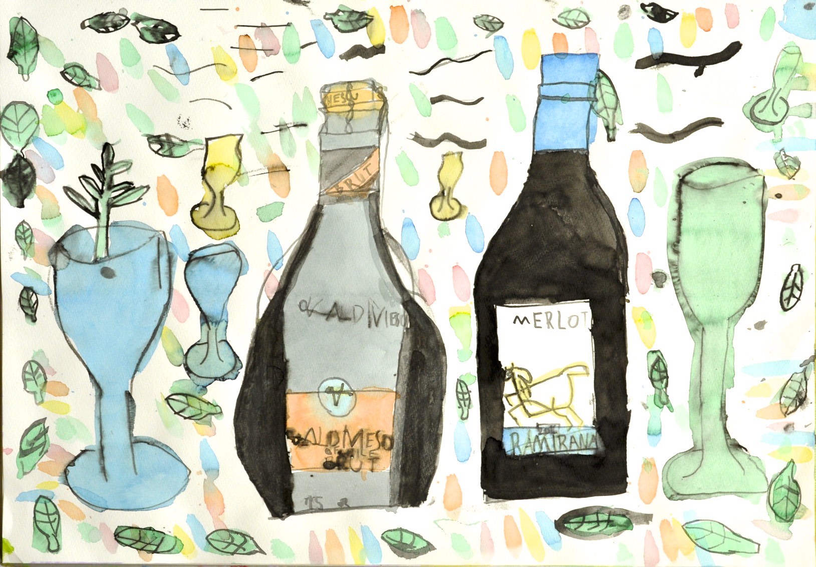 作品図録 - ワインの瓶とグラス - Akihisa.F