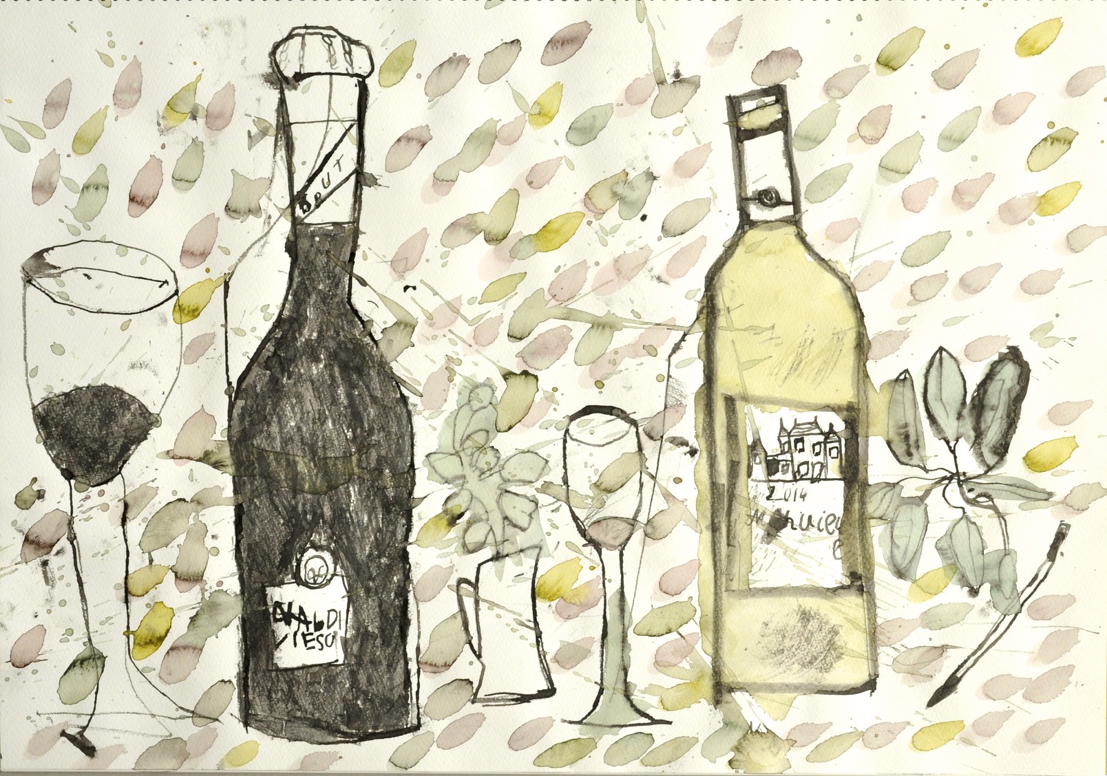 作品図録 - ワインの瓶とグラス - Konosuke.O