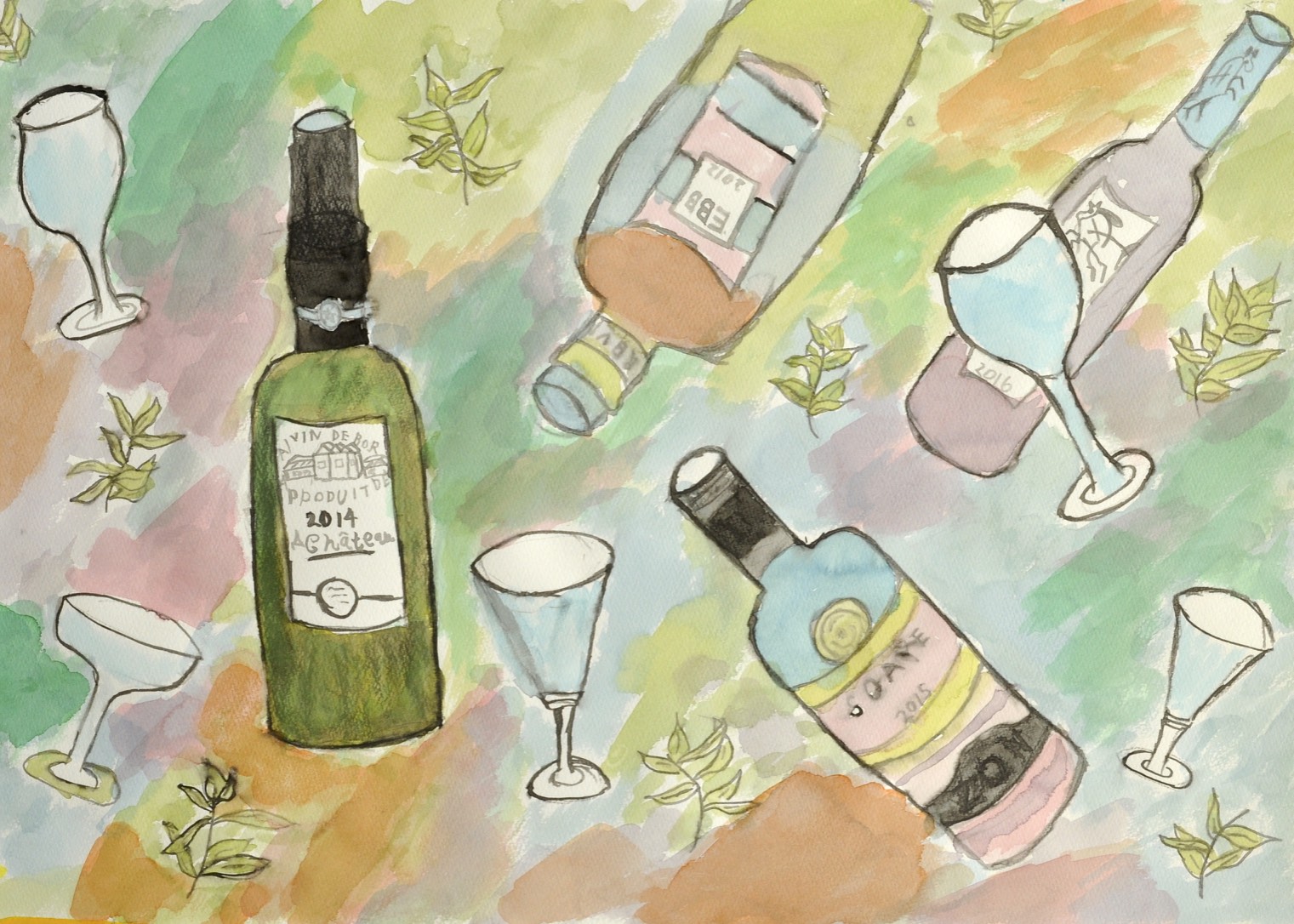 作品図録 - ワインの瓶とグラス - Nana.M