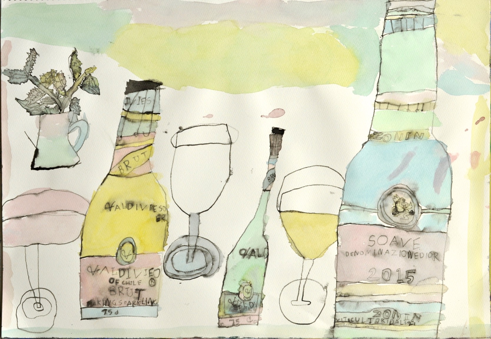 作品図録 - ワインの瓶とグラス - Kengo.T