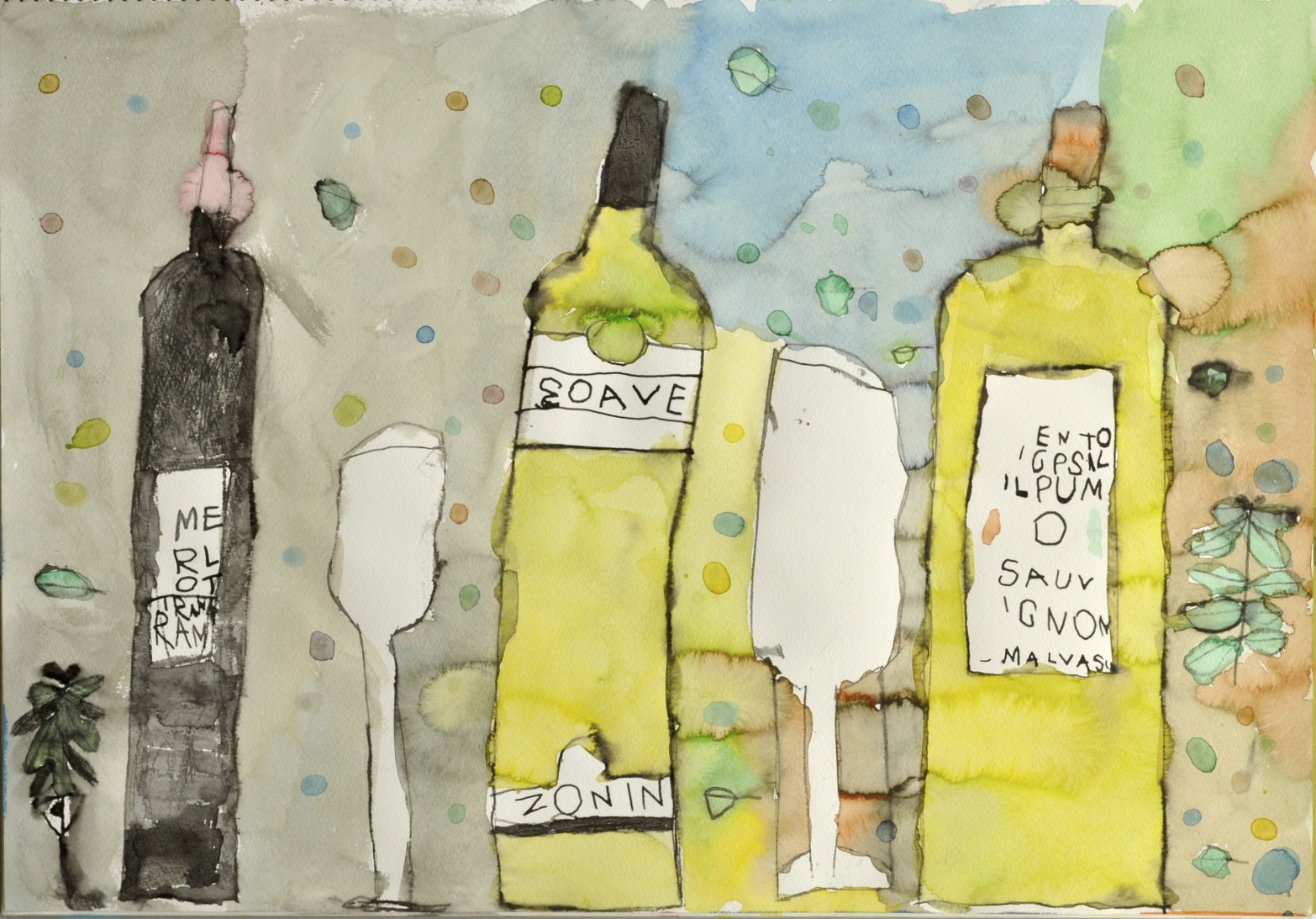 作品図録 - ワインの瓶とグラス - Aimi.T