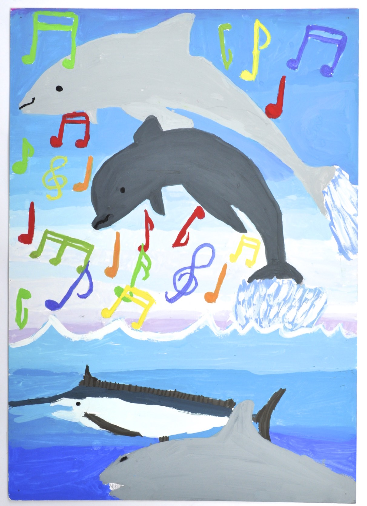 作品図録 - ある日、音楽が好きなイルカが現れた。海の音にのって海を飛び跳ねた。 - Akihisa.F