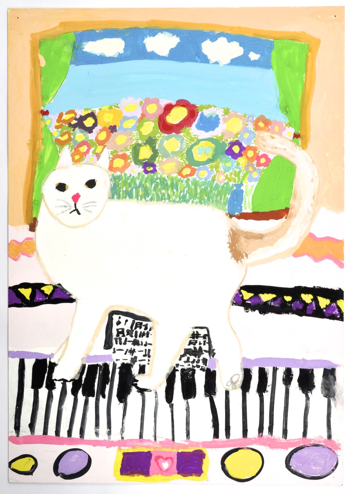 作品図録 - 猫がピアノの鍵盤の上に乗ると音が響きました。猫は「ニャー」と言いました。 - Rina.T